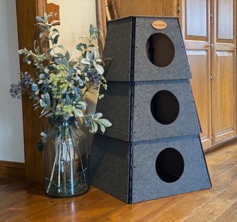 Happystack® Modular Cat Condo - Square Model Charcoal - Extra Large Doorway Openings