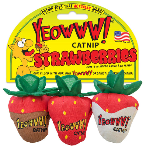 Yeowww! Strawberry Catnip Toys - 3 to a Pack - NEW!!!