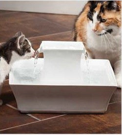 Drinkwell Pagoda Cat Fountain - White Ceramic