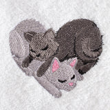 Cat Nap Heart Embroidered Hand Towel