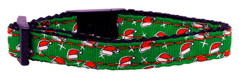 Holiday Cat Nylon Breakaway Collar - Santa Hats Christmas Design