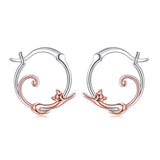 Small Hoop Silver/Rose Gold Cat Earrings - NEW!!!