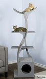 Cat Tree Lotus™  - Styled for the Design Conscious Cat Lover's Cat - WHITE W/FAUX FUR