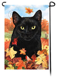 Black Cat Falling Leaves Garden Flag - NEW!!!