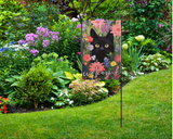 Black Cat in Flowers Garden Flag - NEW!!!