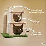 Two-Story Wooden Cat Loft with Scratching Post & Feeder Station - NEW!!!