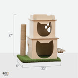 Two-Story Wooden Cat Loft with Scratching Post & Feeder Station - NEW!!!