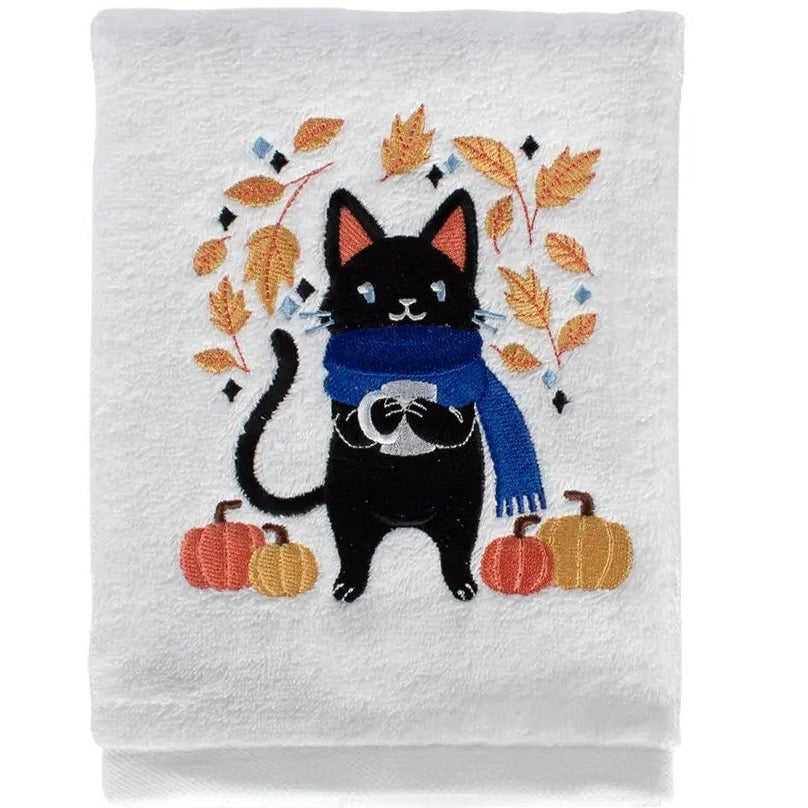 Fall Cat & Pumpkin Hand Towel - NEW!!!