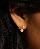 Cat's Cradle Stud Earrings - 18K Gold Plated, Rose Quartz - NEW!!!
