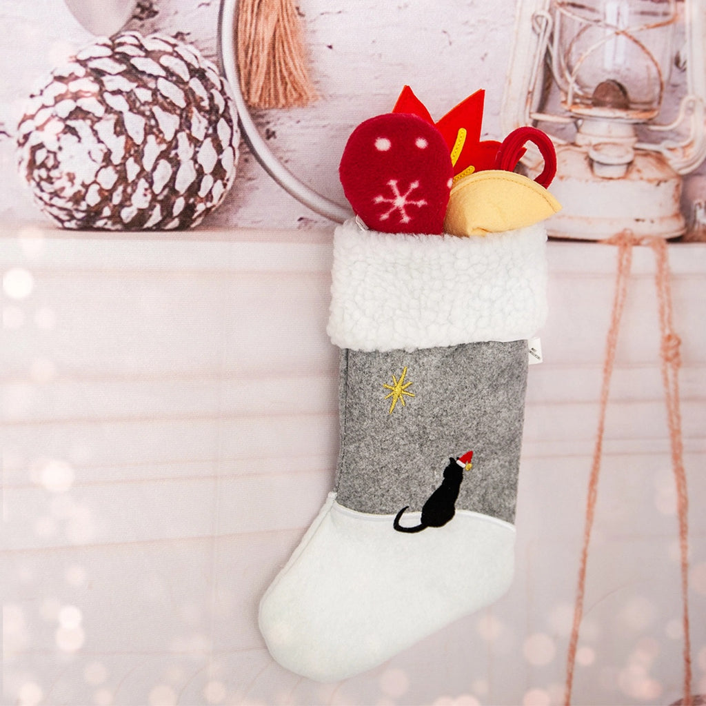 Meowy Cat-mas Stocking with Felted Toy Trio - SALE-50% OFF!