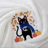Fall Cat & Pumpkin Hand Towel - SALE - 15% OFF!!  LOW STOCK!