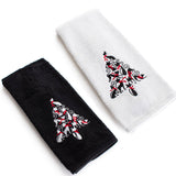 Embroidered Holiday Cat Tree Hand Towels