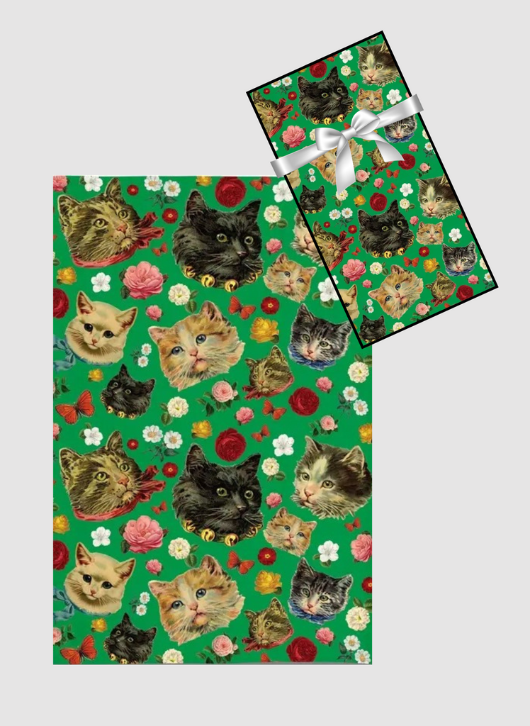 Kitschy Kitty Cats with Florals Tea Towel - NEW!!!