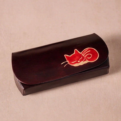 Napping Cat Leather Eyeglass Case - NEW!!!