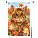 Orange Tabby Falling Leaves Garden Flag - NEW!!!
