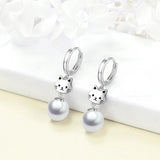 Silver Pearl Drop Cat Earrings - NEW!!!