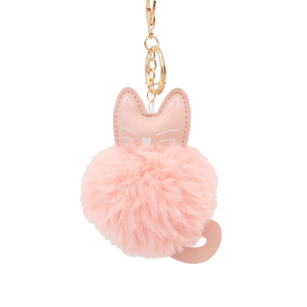 Fuzzy Kitty Pom Pom Keychain - SALE- 40% OFF - 1 LEFT!!