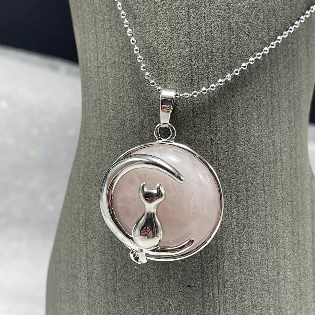 Luna Cat Rose Quartz Pendant - NEW!!!
