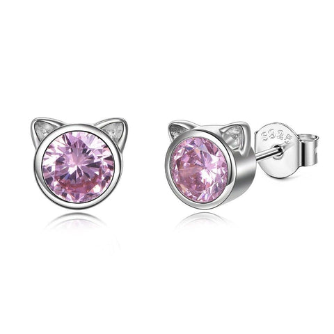 Sterling Silver Crystal Cat Stud Earrings - NEW!!!