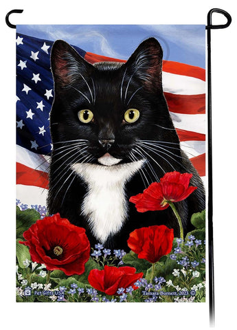 Tuxedo Cat Patriot Garden Flag - NEW!!!