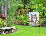 Welcome Spring Gray Tabby Garden Flag - NEW!!!