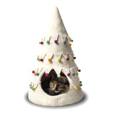White Holiday Natural Wool Cat Tree Lounger - NEW!!!