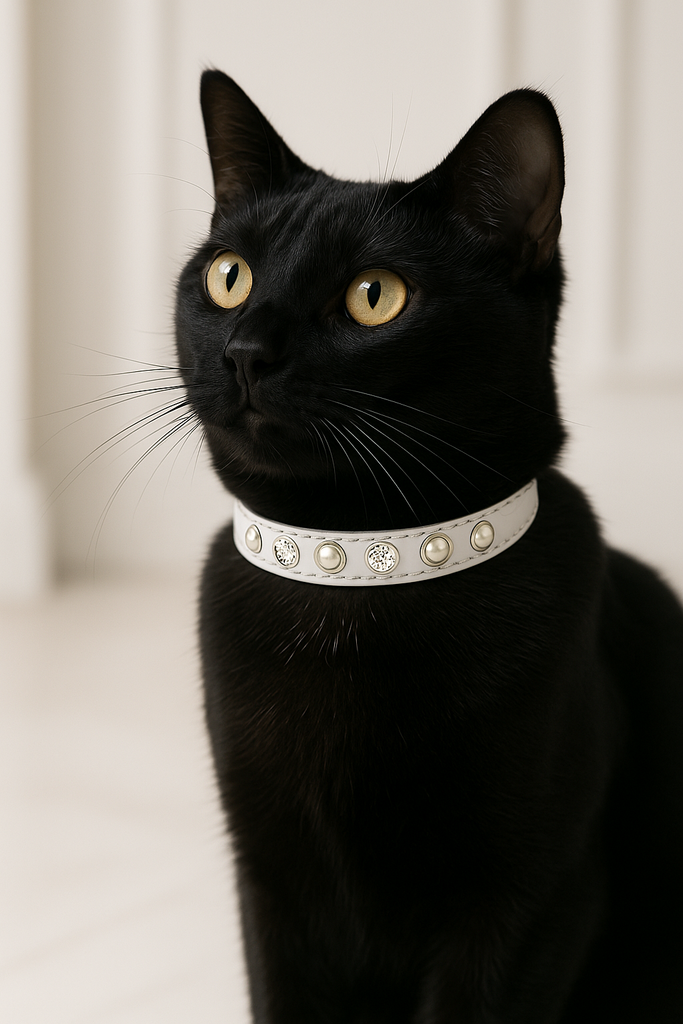 Deluxe White Pearl & Crystal Cat Breakaway Collar - 2 Sizes Available -NEW!!!