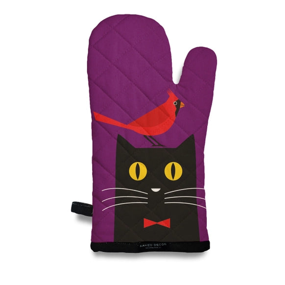 Red Bird on Cat Oven Mitt - NEW!!!