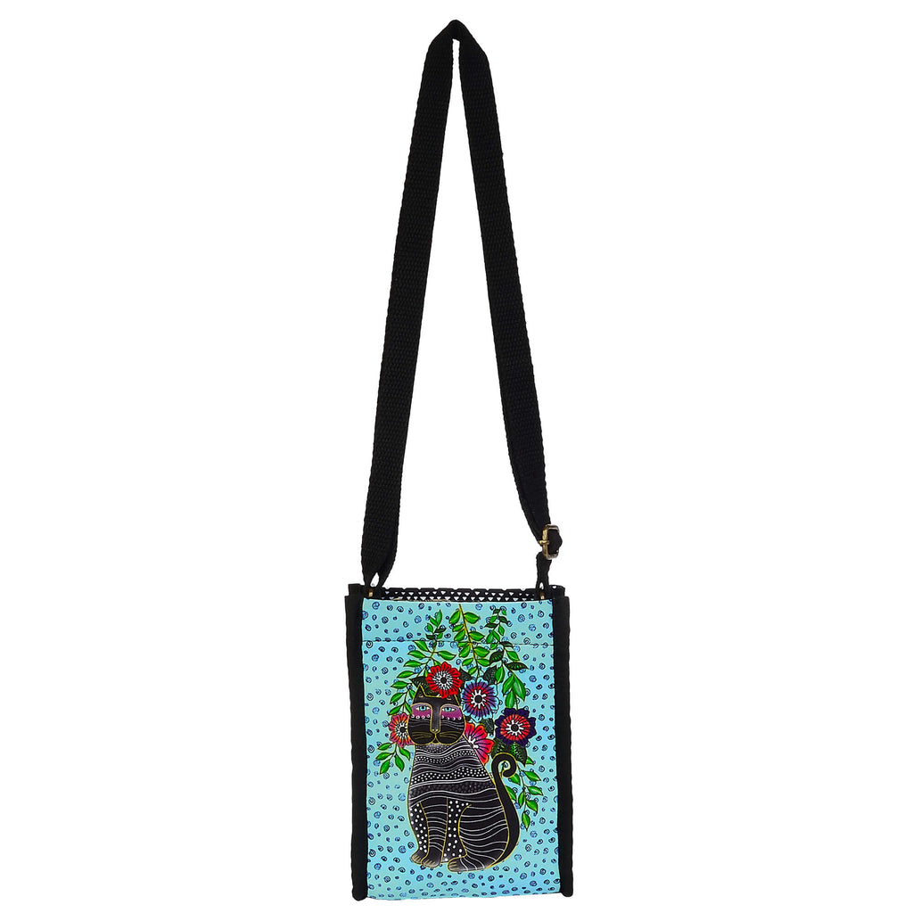 Laurel Burch Kitty Noir In Blossoms Crossbody - NEW!!!