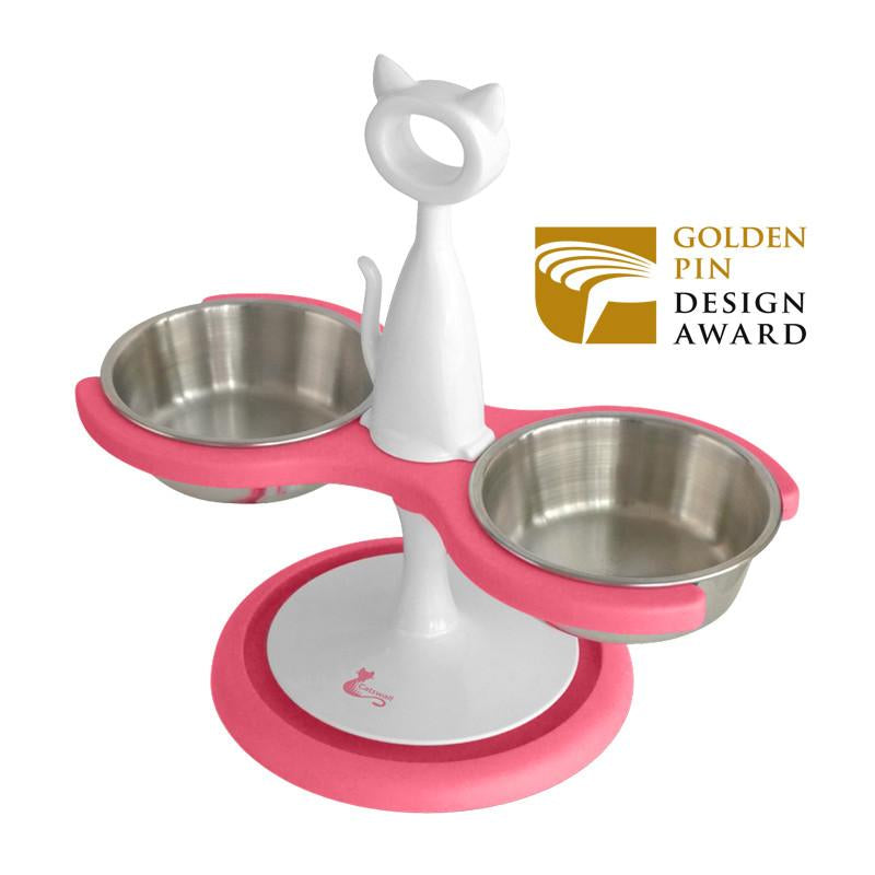 Two Bowl Raised Feeder - Cat Friendly, Human Friendly - LOW STOCK!