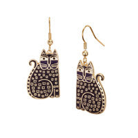 Laurel Burch™ Indigo Cat Gold Drop Earrings - NEW!!!