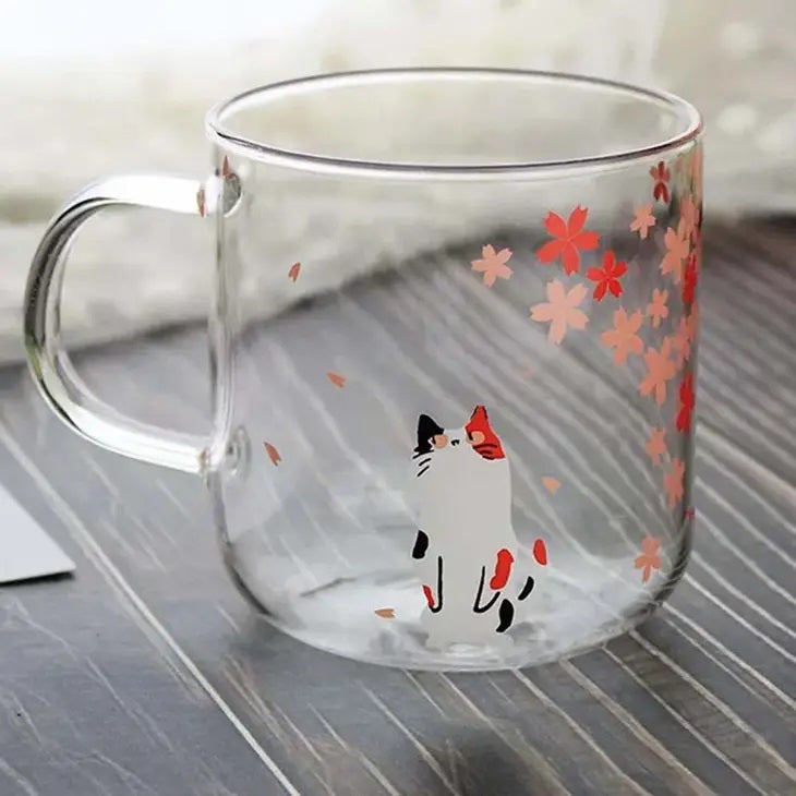 Sakura Cats Retro Glass Cat Mugs - SALE 25% OFF!!