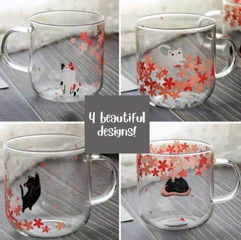 Sakura Design Glass Cat Mugs