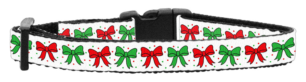 Holiday Cat Nylon Breakaway Collar - Christmas Bows Pattern