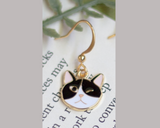 Winking Black/White Tuxedo Cat Enamel Drop Style Earrings- SALE - 25% OFF!!